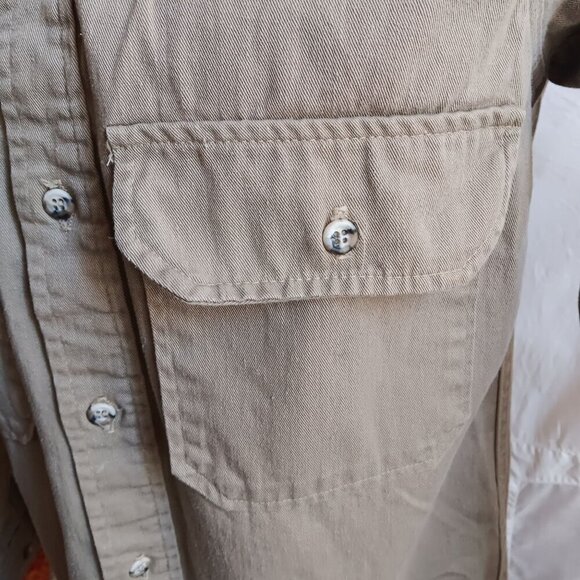 Vintage Men's Cabela's Hunting Shirt Small Corduroy Collar Khaki 1990's Nebraska - Picture 7 of 7